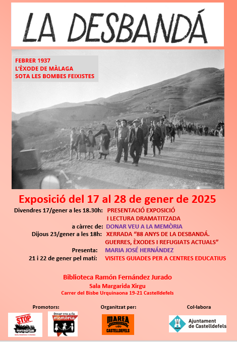 Visita la exposición “La Desbandá” en la Sala Margarida Xirgu en Castelldefels al 28 de enero
👉bcnmagazine.com/events/visita-…
La muestra explica el éxodo vivido en la Málaga de febrero de 1937, una ciudad que se encontraba bajo las bombas fascistas <a href="/AjCastelldefels/">Ajuntament de Castelldefels</a>