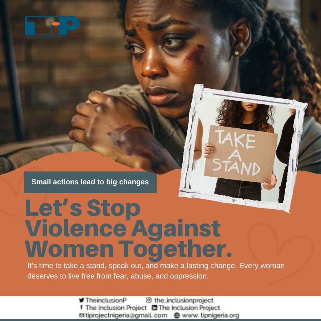 TheinclusionP's tweet image. Every woman deserves to live her life free of fear, abuse, or oppression. Together, we can build a society where safety, respect, and equality thrives. 
Let's increase the volume of our voices and #StopViolenceAgainstwomen
#TheInclusionProject #EndViolence #WomenDeserveBetter