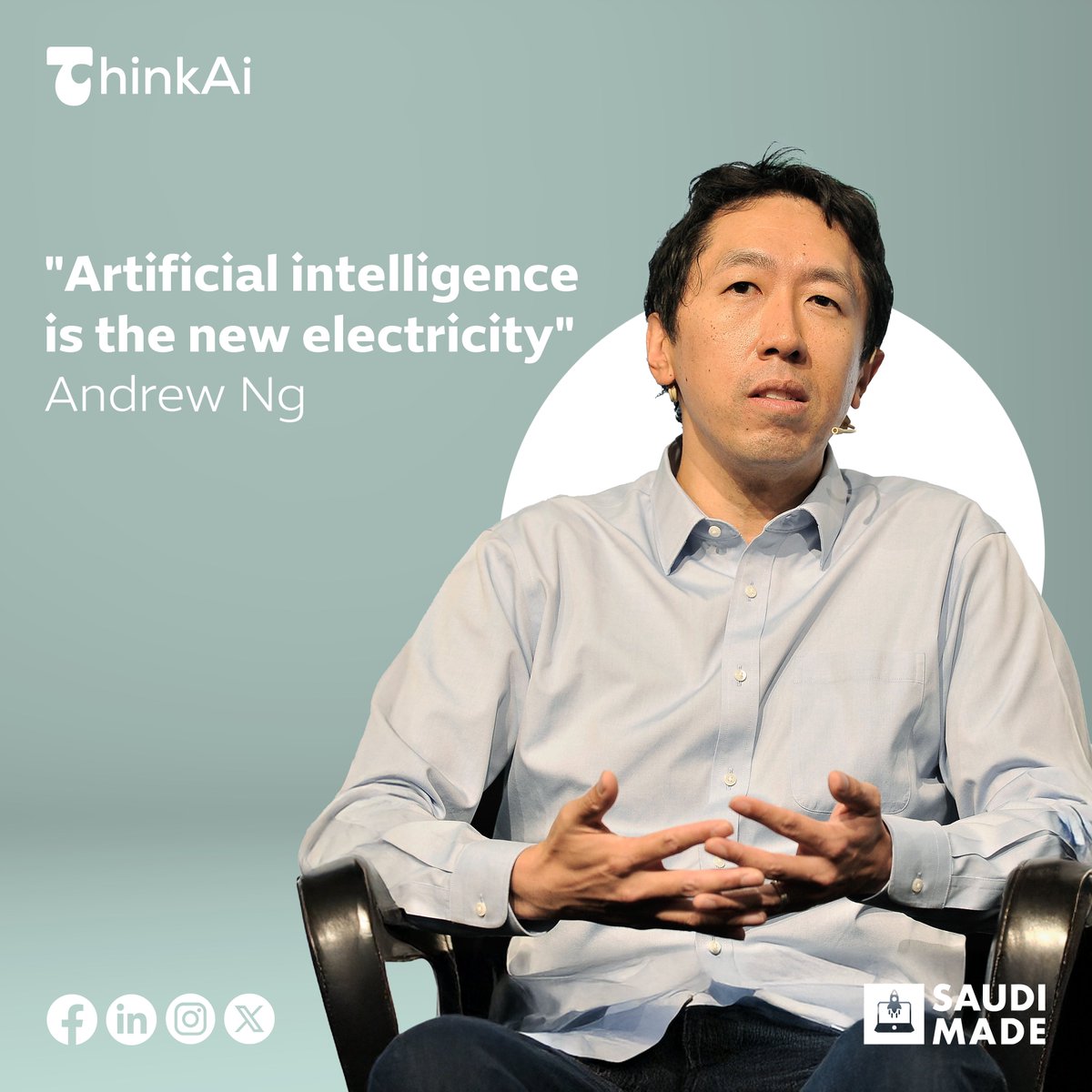 thinkai_sa's tweet photo. At ThinkAI, we believe in harnessing the power of AI to revolutionize industries, just like electricity transformed the world.

🚀 Let ThinkAI power your business into the future.
📢 Visit our website: https://t.co/rONmtanIoc

#ThinkAI  #AI #AndrewNg #SaudiMade  #vision2030 #KSA https://t.co/13pMHm53M7