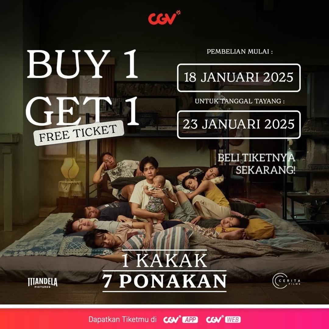 promoin_n's tweet photo. Promo nonton cgv lagi nih mumpung besok weekend

📽 1 Kakak 7 Ponakan

Pembelian mulai 18 Januari
Tanggal penanyangan 23 Januari https://t.co/eRGTWpedaQ