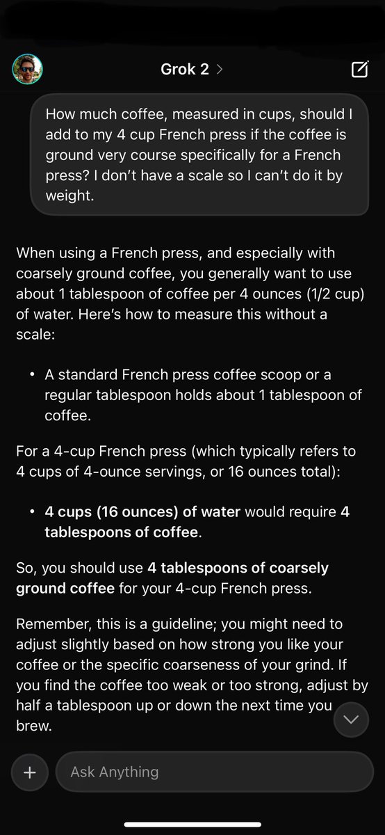 memphismullins's tweet photo. Simple coffee question for AI this morning… here’s the difference in how Grok, ChatGPT, and Gemini responded. https://t.co/W6iwCKEJ6U