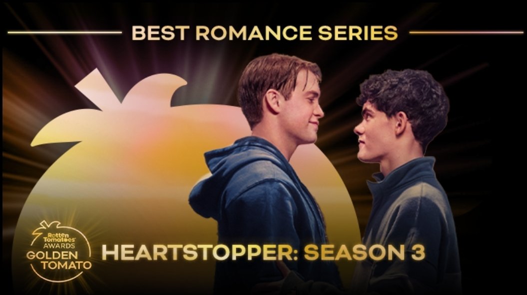 ACLAMADA! Heartstopper venceu o Rotten Tomatoes Awards 2024 como 'Melhor Série de Romance'. 🍂🏆