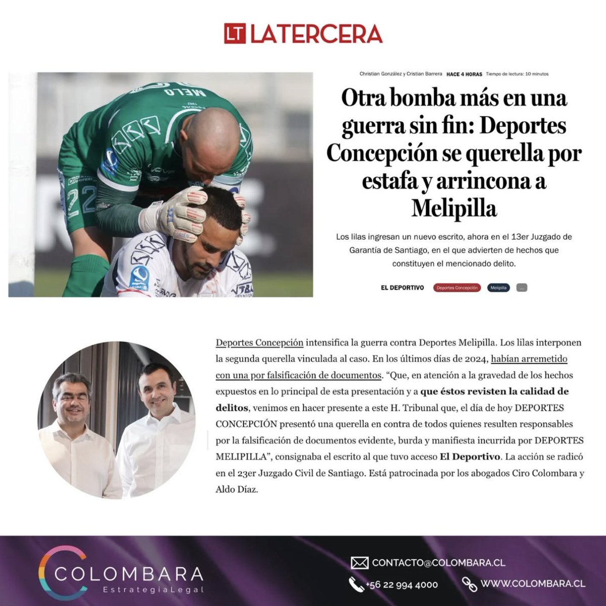 bra37586's tweet photo. Es cosa de ver el instagram de Ciro Colombara para darse cuenta el montaje comunicacional desde el día uno de Concepción contra Melipilla

@latercera  y @ElDeportivoLT publicando notas contra Melipilla con frecuencia cronometrada cada dos horas no es casualidad. https://t.co/XSpA2fDYOC