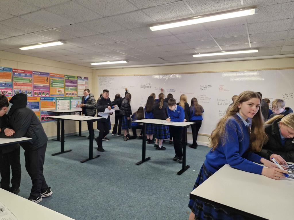 2E tried out our new Active Learning Room on Friday. They worked in pairs to find interesting facts about Shakespeare's World and together created an extensive "Wall of Facts". &lt;br&gt;There was no time to sit! Students used the standing desks and it was great to have everyone moving