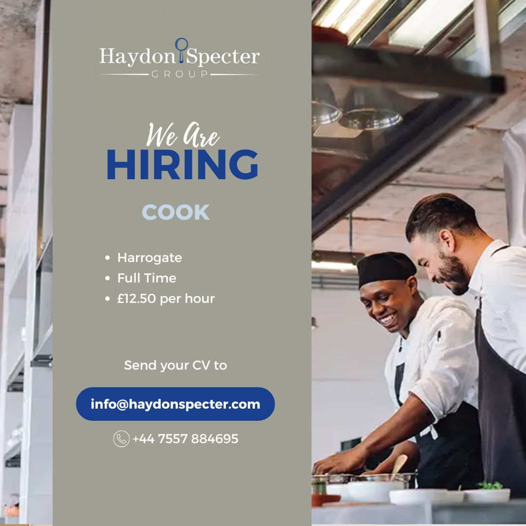 HaydonSpecter's tweet photo. We are looking for a Cook in Harrogate.

If you want to learn more about this role, please get in touch info@haydonspecter.com / ￼⁨07557 884695⁩

#CareerOpportunities #JobSearch #ChefJobs https://t.co/rJ9Z2d1M0a