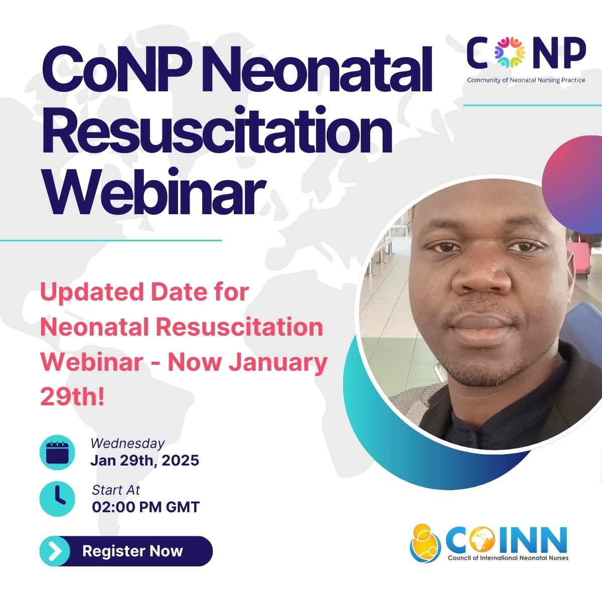 🚨 New Date Alert! The Neonatal Resuscitation Webinar by COINN will now take place on 🗓 January 29th, 2025, at 2:00 PM GMT | 8:00 AM CST!

Join us for expert insights into life-saving neonatal care techniques. 🌍

📌 Register here: us02web.zoom.us/meeting/regist…