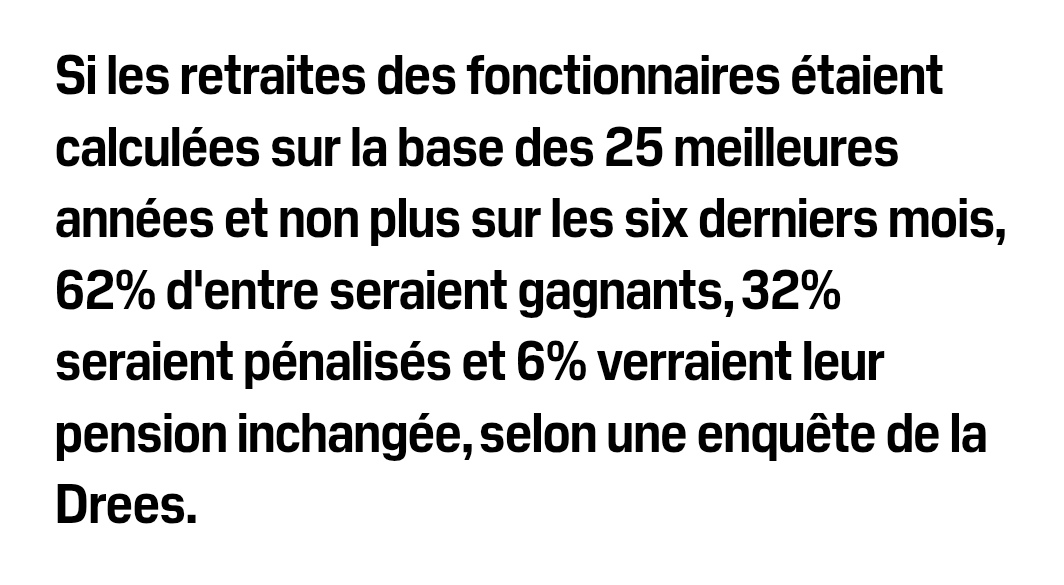 Karl_le_bugiste's tweet image. Posez-vous la question suivante : Pourquoi aucun gouvernement de Droite n'a voulu passé les fonctionnaires au même régime que le Privé ?
En réalité le passage aux 25 dernières années profiterait à la majorité d'entre eux. Notamment à cause des primes non intégré actuellement.