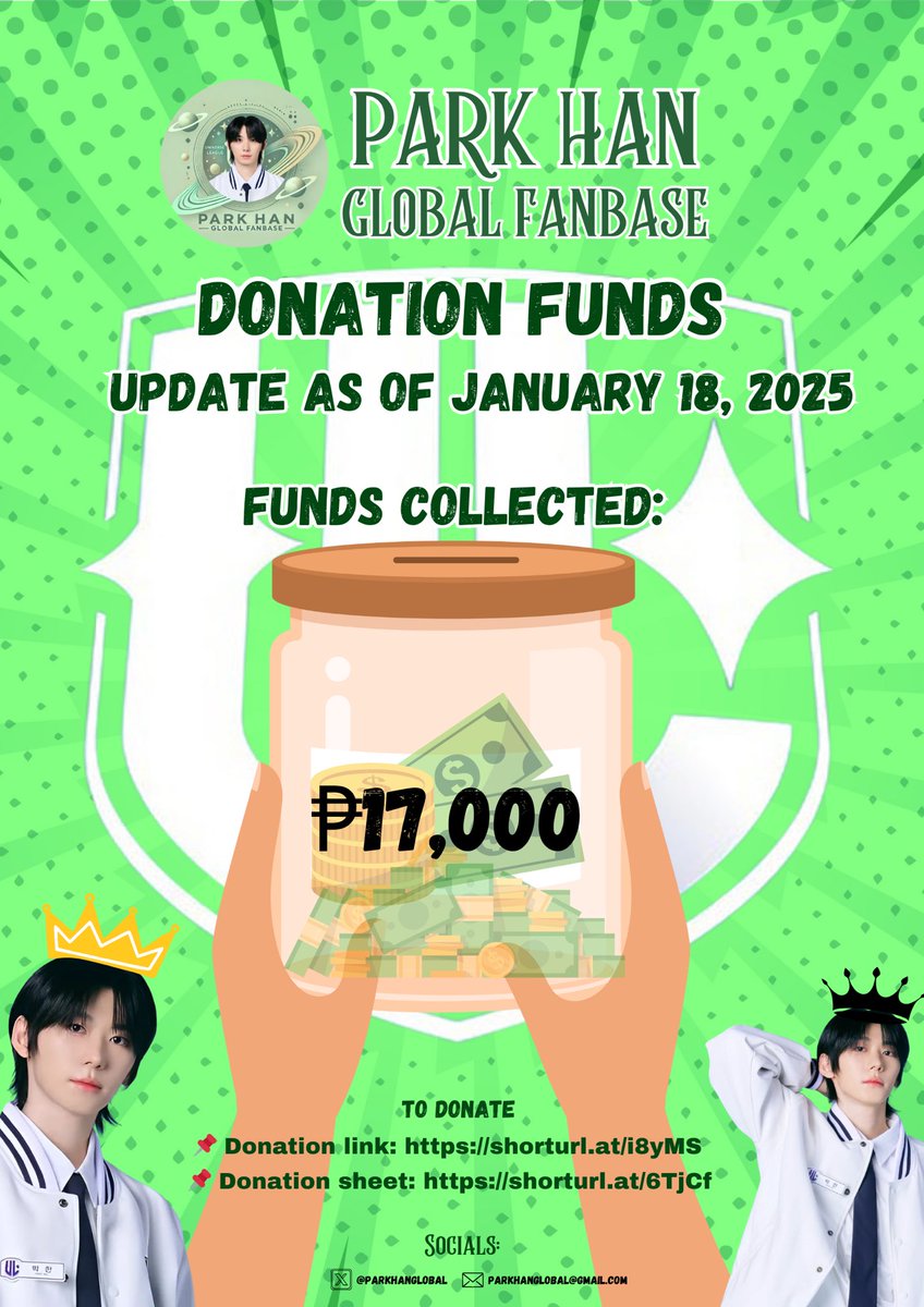 ParkHanGlobal's tweet photo. 📣Donation Fund Update💰 

Together, we’re building something truly special for Park Han!  Thank you, Park Ha-dans, for your unwavering support. Let’s keep the momentum going!💚

To donate: https://t.co/kbv9CFEns4
Transparency sheet: https://t.co/QZwt1zuTec

#박한 #PARK_HAN https://t.co/cw9ToO8If4
