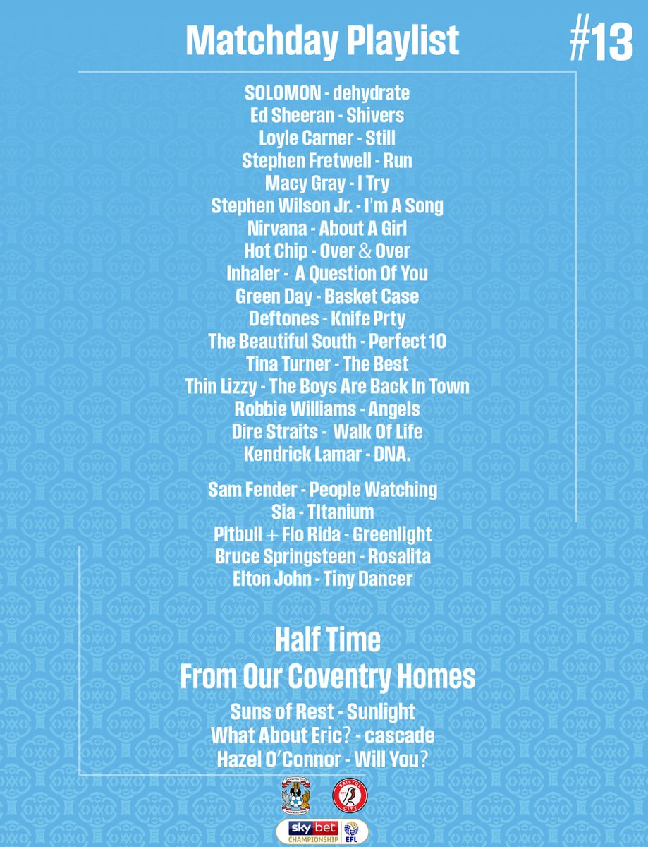 Coventry_City's tweet image. 🎵 Here's the Matchday Playlist for today's game!

Take a listen ➡️ spoti.fi/4g1hFkQ #PUSB
