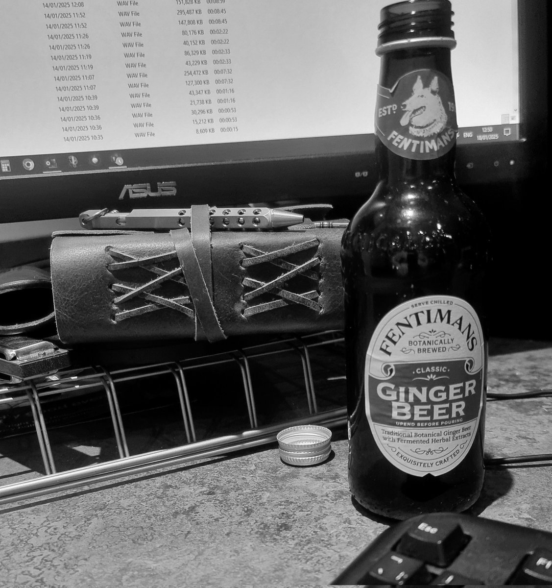 Sitting, naming and indexing files for a promo video edit, bottle of ginger beer to hand, Jethro Tull on speakers.  I bloody love editing 🙂 (and file management is oddly satisfying) <a href="/andrewcant_real/">Andrew Cant</a>