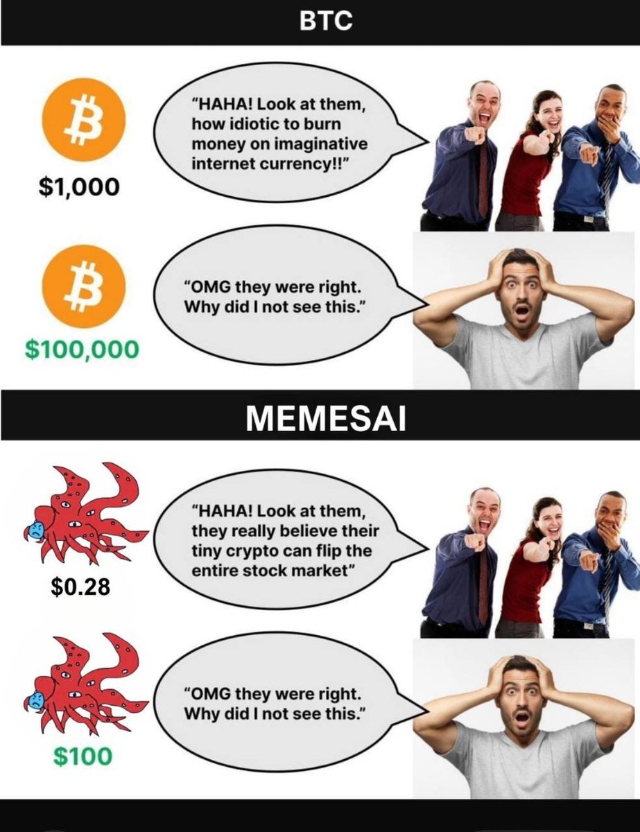MakXBT's tweet photo. The rotating mindset of CT and laziness and not buying coins at good prices makes me laugh

Memesai will be a steal. https://t.co/cDtLrcCKgt