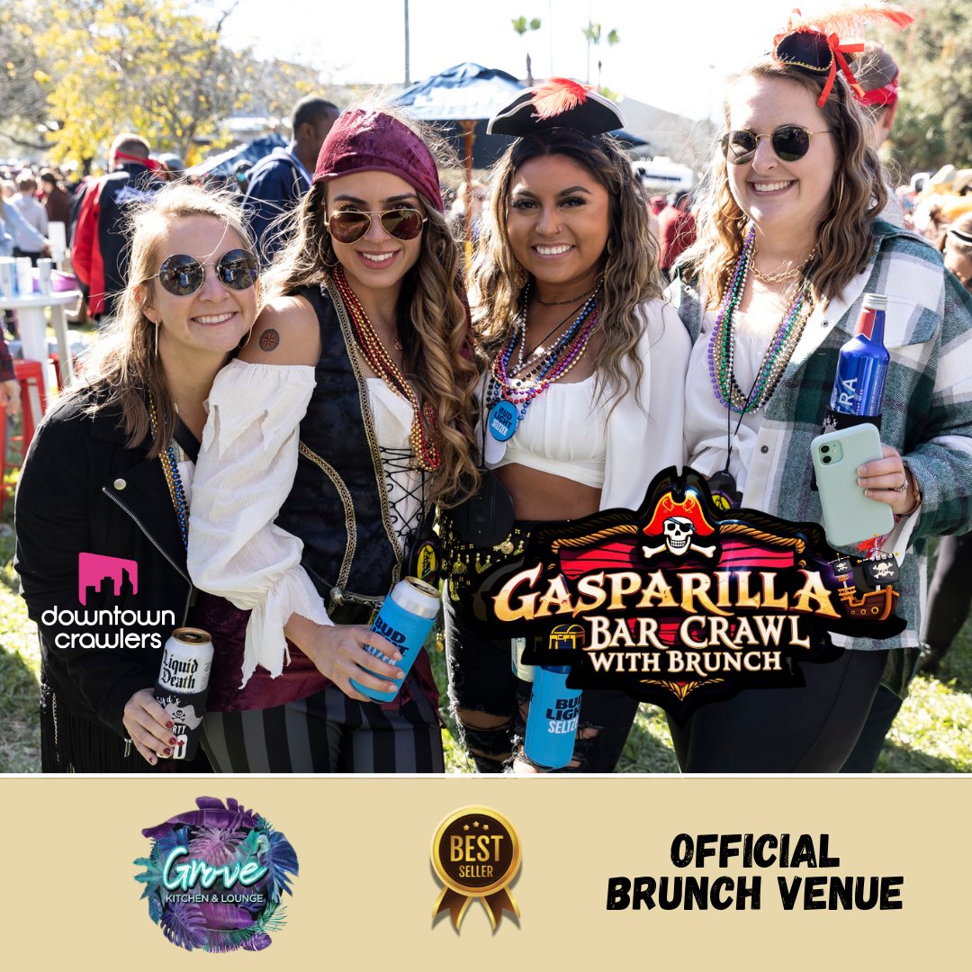 #GasparillaBrunch Spotlight: #GroveSoho
Your ultimate South Tampa check-in spot for the #Gasparilla #BarCrawl &amp; #Brunch. Start your day with a hearty buffet-style brunch and indulge in bottomless mimosas before hitting the crawl.
eventbrite.com/e/8th-annual-g…