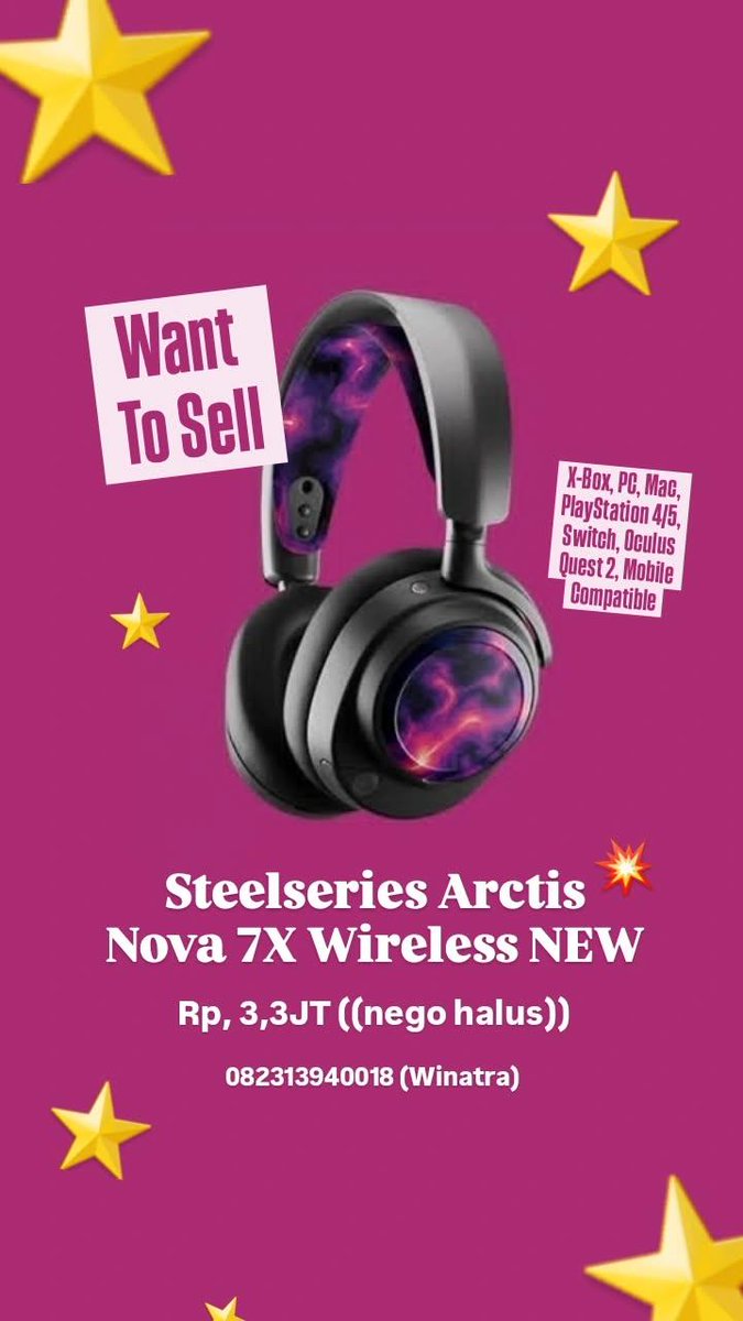 purwaekas's tweet photo. #wts #dijual #headset #gaming  

Dijual Headset Gaming Steelseries Arctis Nova 7X Wireless New Limited series, 3,400 nego halus 

Hub 082313940018 (Winatra) https://t.co/ZYtxTHWLZc