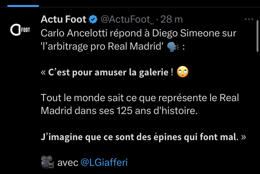 sergetrevorr's tweet photo. Ancelloti dit que Simeone amuse la galerie car il dit le Réal Madrid triche depuis 100 ans

Sauf que ce même Ancelloti disait en 2017 avoir été volé par le Réal Madrid lorsqu’il entraînait le Bayern , amusait il également la galerie ??? 😂

Le Réal Madrid est un club de VOLEUR https://t.co/QTLBstS8aQ