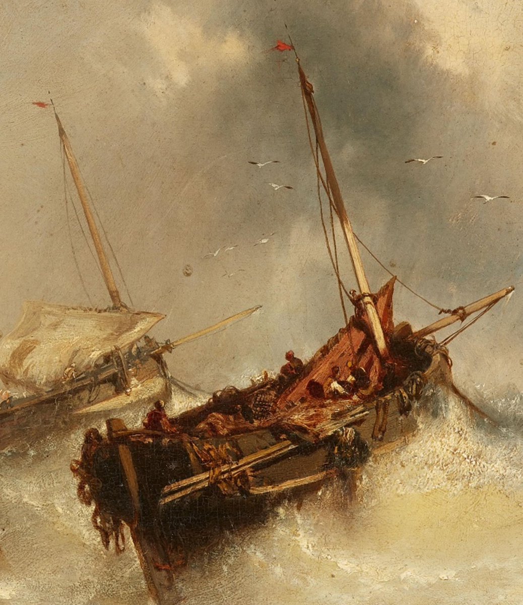 IlustresMarinos's tweet photo. #PIMart
Barcos en mar agitado.
Charles Hoguet -1845
Un mar jupiterino agita dos naos fondeadas de proa. Labor tranquila entre bordas. La paleta integra cielo y mar.
Salud. https://t.co/JpdBUEpaoS
