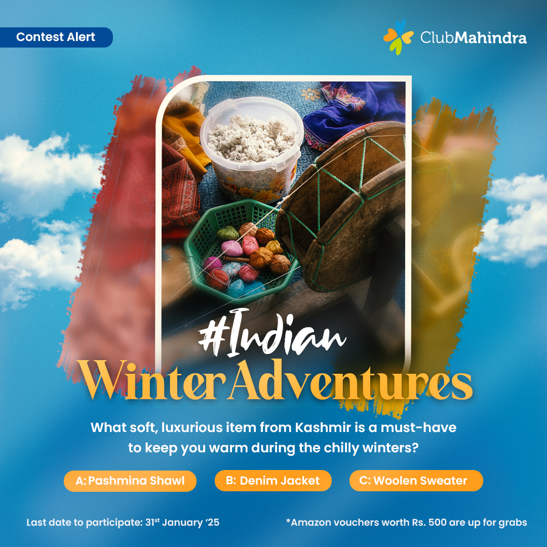 #ContestAlert 3 of 15 

Participate in all #IndianWinterAdventures

STEPS

1) Commenting using #IndianWinterAdventures &amp; tagging 4 friends &amp; <a href="/clubmahindra/">Club Mahindra</a> is mandatory.

2) Participate in all 15 contest posts. Winners get Amazon vouchers worth INR 500 each