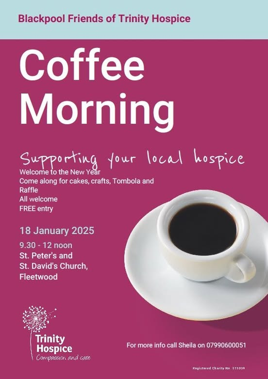 Healthier Fleetwood (@healthierfltwd) on Twitter photo It's the Friends of <a href="/trinity_hospice/">Trinity Hospice</a> coffee morning at St Peter's Church today from 9.30am ... please support the event if you can. It's the Friends of <a href="/trinity_hospice/">Trinity Hospice</a> coffee morning at St Peter's Church today from 9.30am ... please support the event if you can.