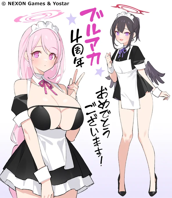 【ブルアカ】4周年記念色紙を描かせて頂きました! おめでとうございます! 