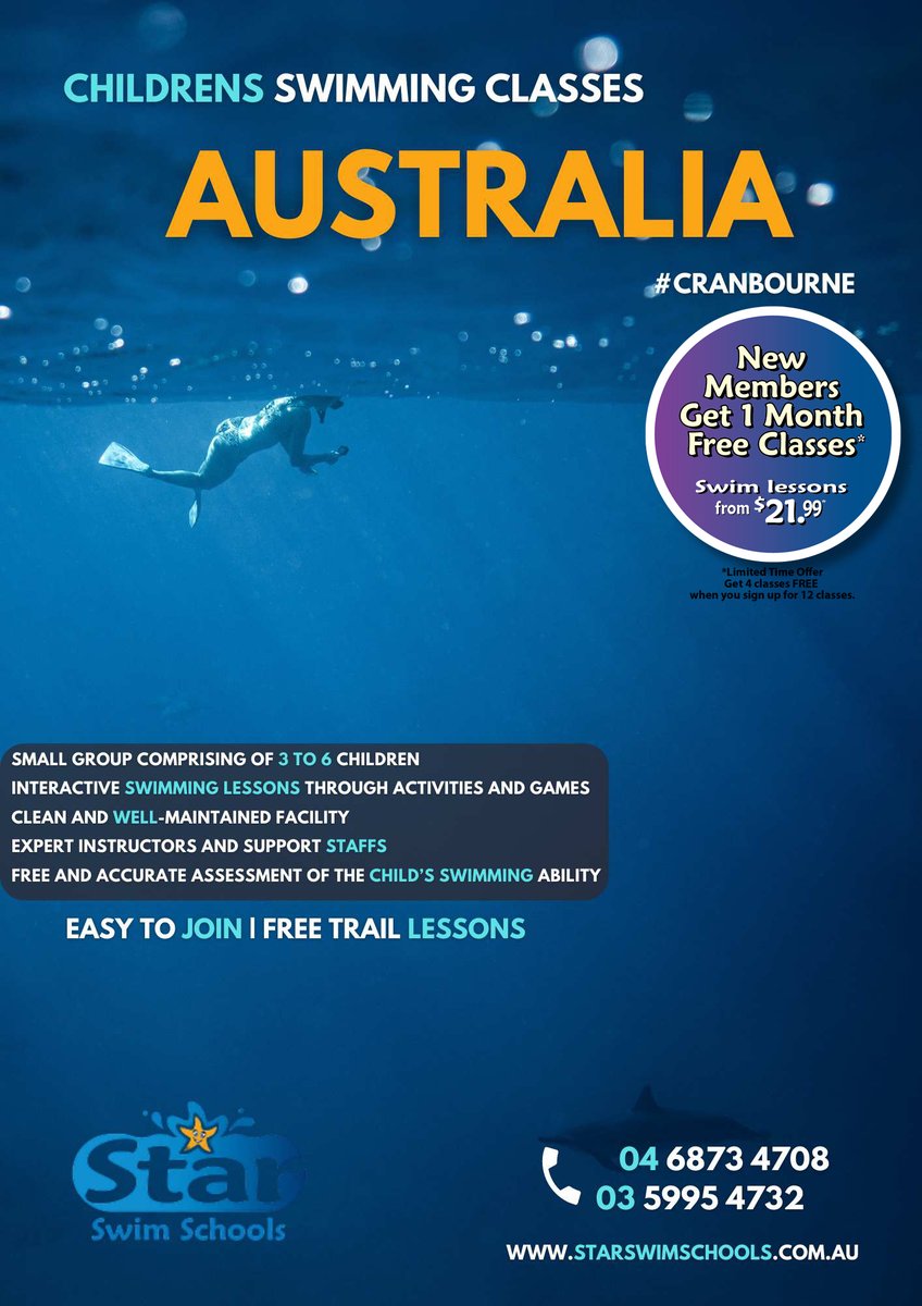 starswimschools's tweet photo. Swimming Classes Cranbourne | Clyde
Free Trial Lesson Available
https://t.co/dE6TaTGU4N
#swimminglessons #swimmingclasses #swimschools #babyswimminglessons #australia #kidsswimming #swimmingschools #womensswimming #womensonlyswimming https://t.co/hBVijvPxOy