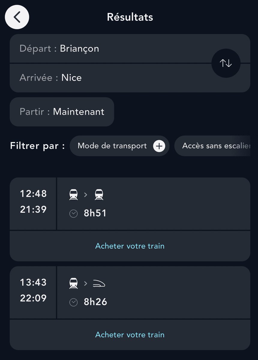 tom_grollier's tweet photo. Presque 9h de train pour relier deux villes (distantes de 150 km à vol d’oiseau) à l’intérieur de la seule région Provence-Alpes Côte d’Azur. Il va falloir beaucoup beaucoup progresser en vue des JO 2030…. 🥺
@RenaudMuselier @alpes_1 @LeDL05et04 https://t.co/bkq3HjnHo6