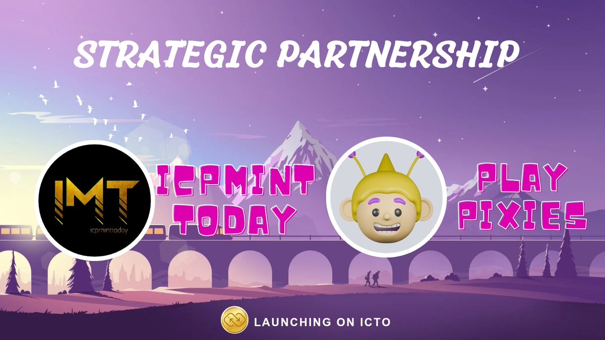 ICPMintToday's tweet photo. Calling all $ICP community
📍Excited to announce our strategic partnership with @playPixies_ICP
🎁Play Pixies introduces a world where players can customize ethereal Pixie avatars, explore whimsical realms, and earn rewards
♥ & RT🔥
Launch soon on @icto_app
#ICP #ICTO $ICP https://t.co/fk7nxVi6lP