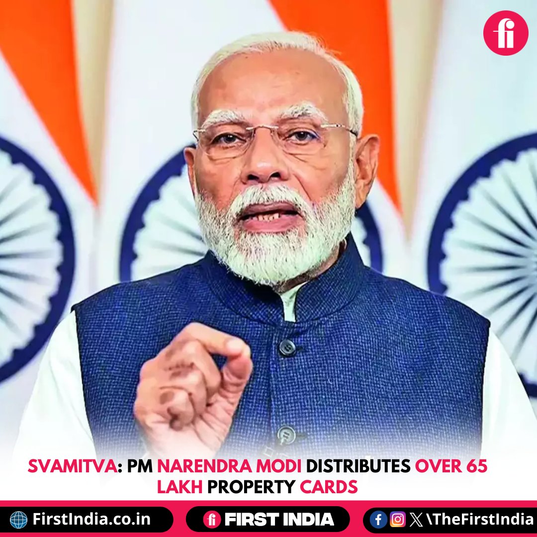 thefirstindia's tweet image. New Delhi: Prime Minister Narendra Modi distributed over 65 lakh property cards to property owners under the SVAMITVA scheme, across ten states and two union territories.

#SVAMITVAScheme #PMModiInitiative #PropertyRightsForAll