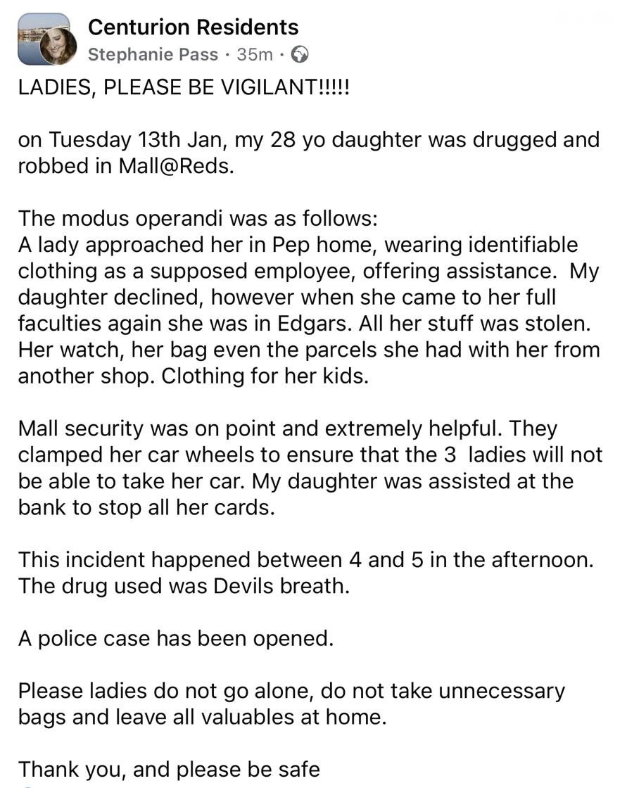 Abramjee's tweet photo. #Crime Incident at a mall in Centurion as posted on FB.

#CrimeWatch https://t.co/lOHmn0LeLs