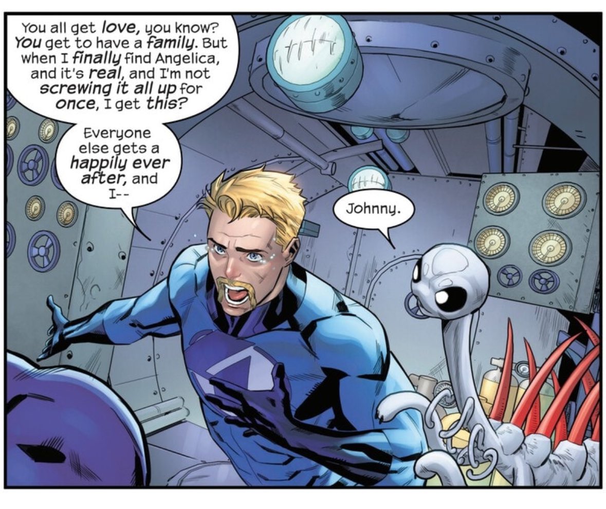 StrangeJody's tweet photo. @comics_jeff I just read this one the other day. I was weirded out at first but then I saw this panel when the four have to erase this alien and her world from existence and it hit me in the feels. https://t.co/LImJZLiNAW