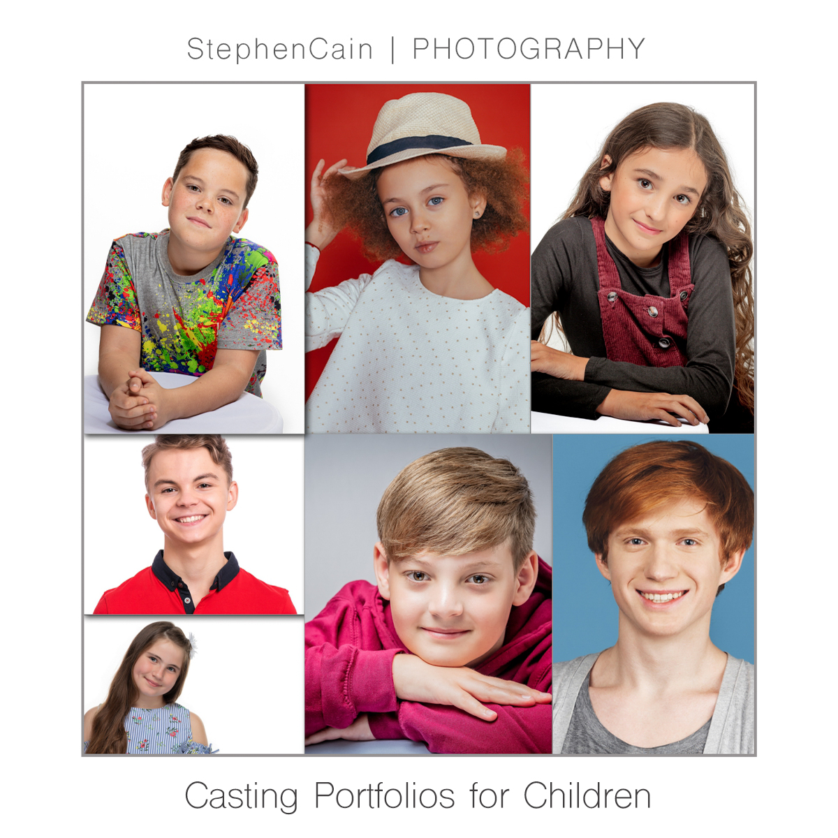 CASTING PORTFOLIOS FOR CHILDREN

 £150 – Wrexham Studio - January February &amp; March

Accredited photographers with Spotlight &amp; StarNow.

45 MINUTE STUDIO SESSION 6 PROFESSIONALLY EDITED IMAGES

Online booking at - stephencainphotography.co.uk/booking