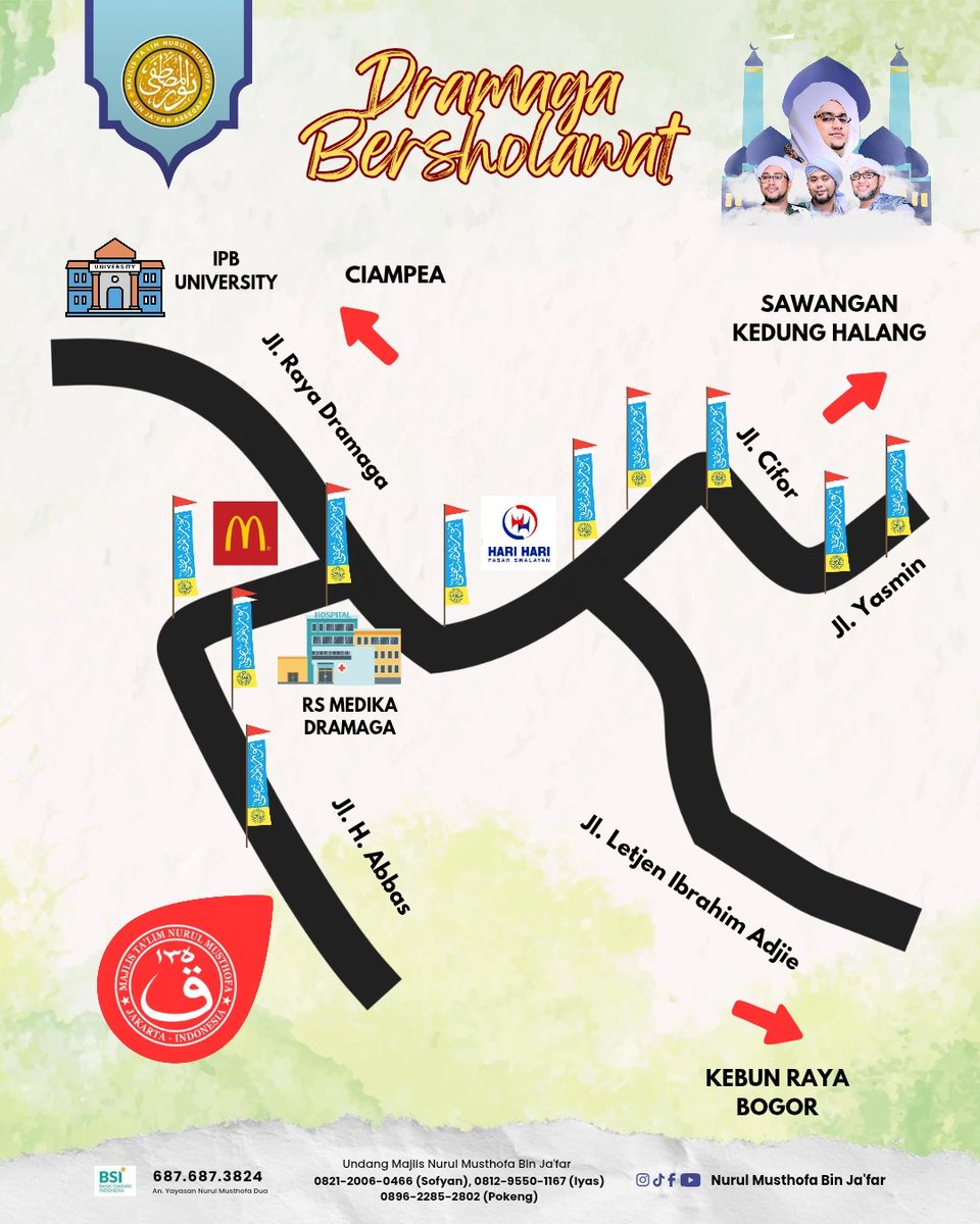 DRAMAGA BERSHOLAWAT MAJLIS NURUL MUSTHOFA BIN JA'FAR 

Malam ini, Sabtu 18 Januari 2025
Pkl 20.00 WIB - Selesai

Bertempat di
Jl. H. Abbas, Dramaga
Dramaga, Bogor