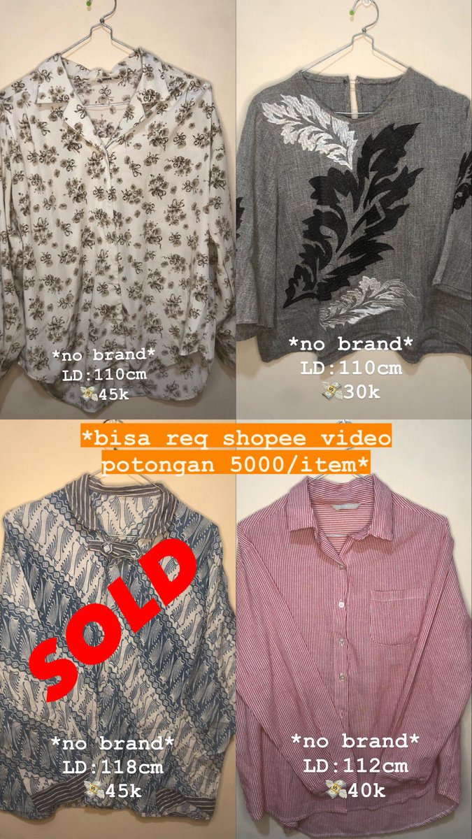 vynnnnna's tweet image. Preloved atasan, rata” under 50k. Bisa co orenn nanti aku kasih potongan 10k/item

📌Jatim, freeongkir surabaya, sidoarjo, gresik

#bajumurah #prelovedatasan #prelovedkemeja #preovedsweater #connexion #phenomenal #zonauang #zonajajan #atasanmurah