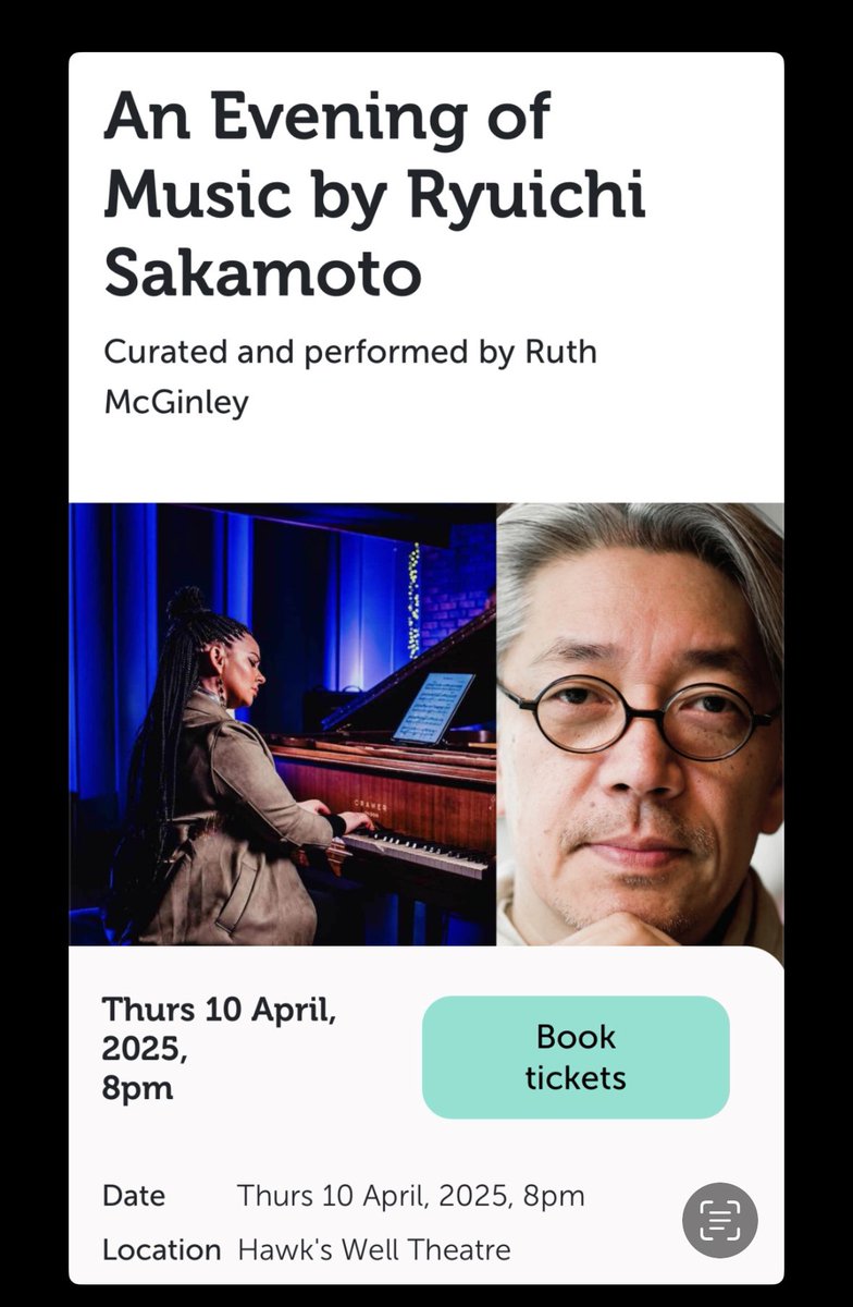 Love knowing that Ryuichi Sakamoto and I share a birthday (17/01). I’ll continue to perform his music in 2025.. more dates tba. Excited to play at Hawkswell theatre, Sligo for the first time: hawkswell.com/whats-on/shows…