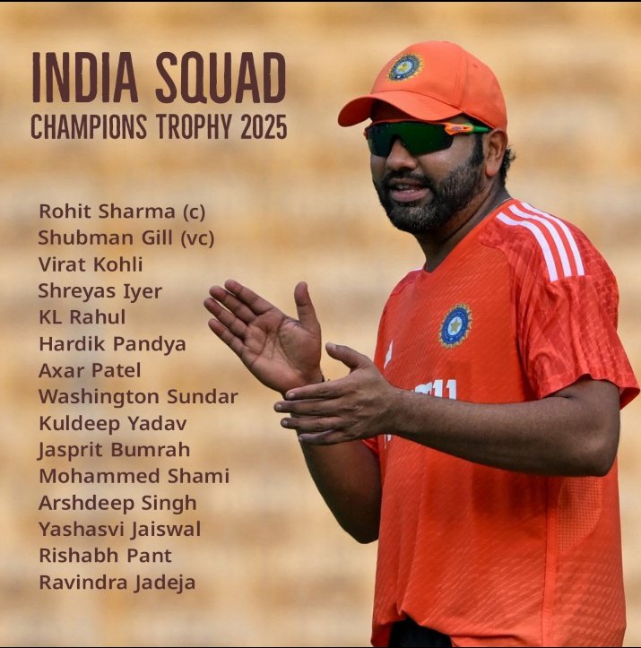 Merajul75856773's tweet photo. Champion trophy squad 💪#India #ChampionsTrophy2025 
#Siraj #sanju #SaifAliKhan #Gill https://t.co/9LI8K1PMSa