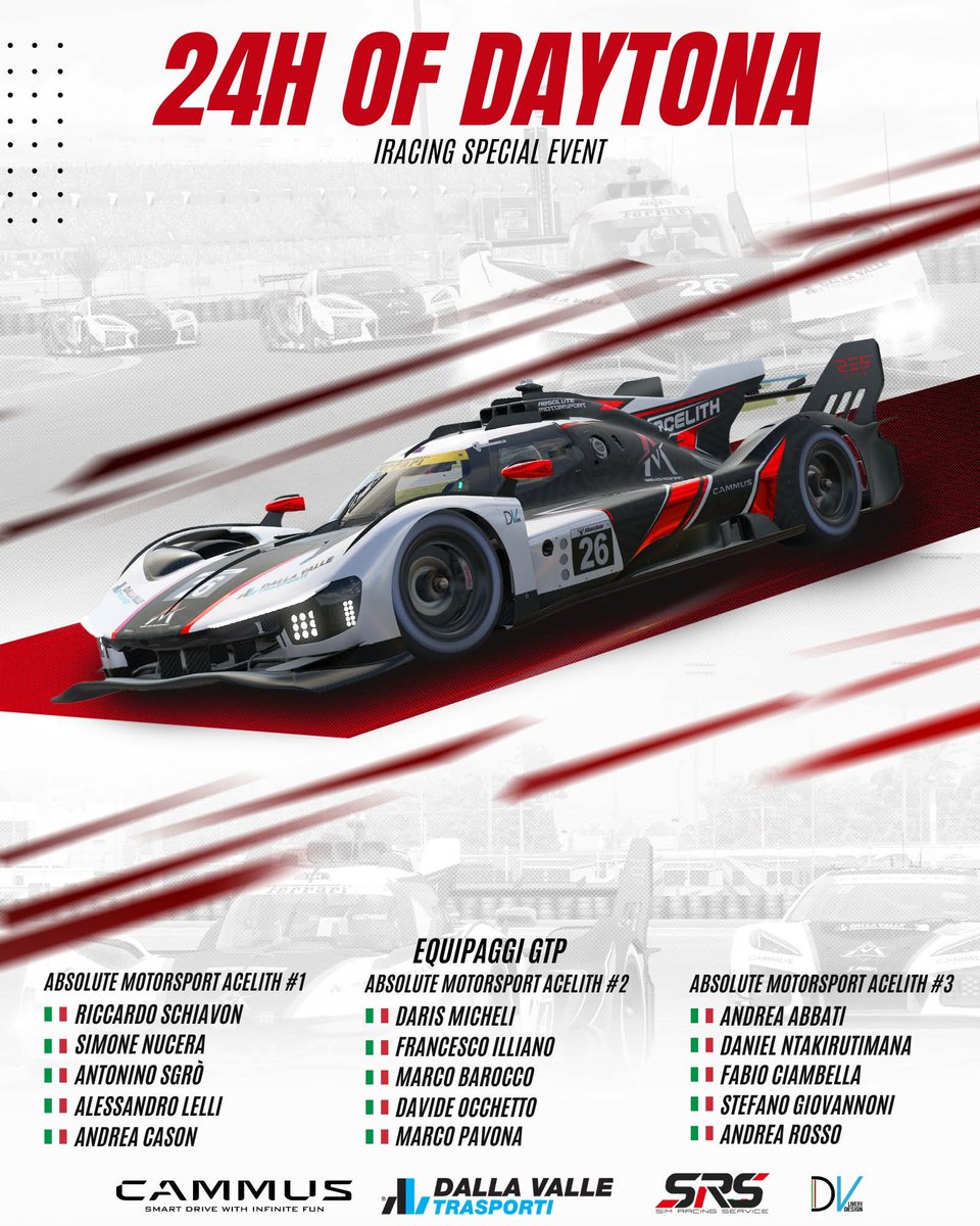 #iracingofficial #esports #officialendurance
24 Hours of Daytona

The first event is always the most anticipated and the most exciting.

You can follow our guys live on our Multitwitch space
📽  shorturl.at/wnRmz - 13:00 

#iRacing #daytona24 #simracing #simracingworld
