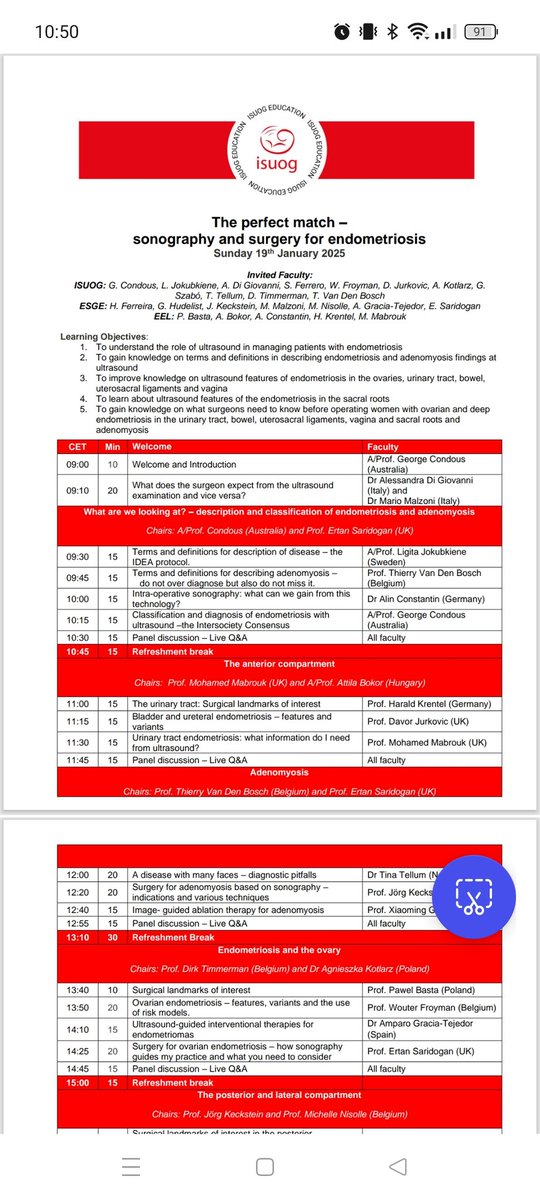 Last day to enjoy this interesting curs on US &amp; endometriosis. Thanks to @isuog for organizer