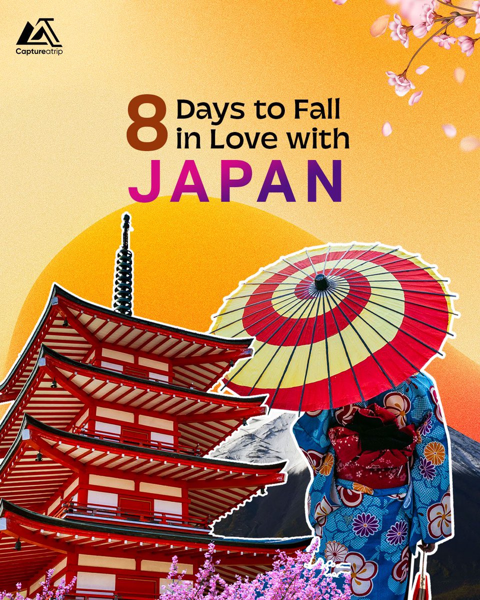 captureatrip's tweet photo. Ready to experience the best of Japan in just 8 days? 🙌

From sushi in Tokyo to neon lights, Kyoto’s temples, and Mount Fuji magic 🥳

Join our fun community departures: 
➡️ 18th March 
➡️ 14th April https://t.co/pxmhDJhz2r