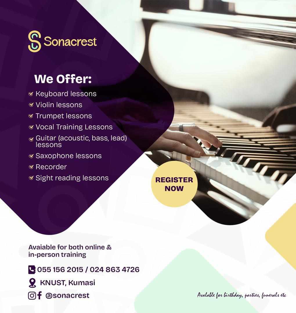 sonacrest's tweet image. Today is Saturday! Produce your favorite sounds with your favorite instruments. Wondering how you can make that happen? Contact @Sonacrest now at +233 55 156 2015 or +233 24 863 4726, and let us help you create the music you love with the instruments you adore.