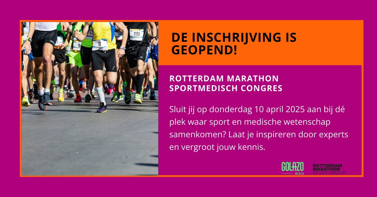 Inschrijving Rotterdam Marathon Sportmedisch Congres open! Op 10 april is deze derde editie dé plek voor sportzorgprofessionals en organisatoren van duursportevenementen om nieuwe inzichten te krijgen. Centraal staat een veilig &amp; gezond sportevenement. ap.lc/woKPn