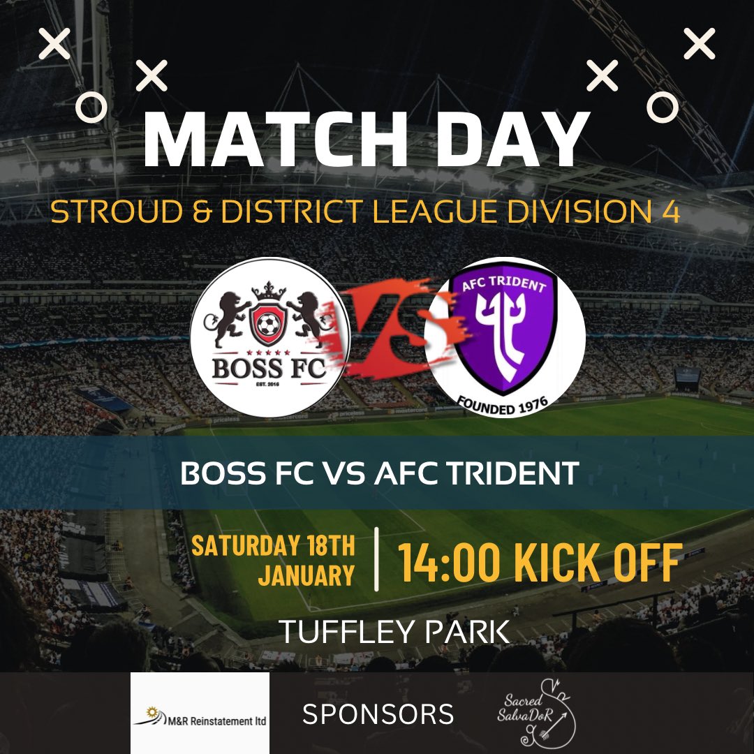 BossFC2016's tweet photo. β½οΈ Back to league action β½οΈ
π AFC Trident
π @Stroud_League Div 4
βοΈ 14:00
π Tuffley Park
#BOSSFC β€οΈπ€ https://t.co/mLLFe2x3SN