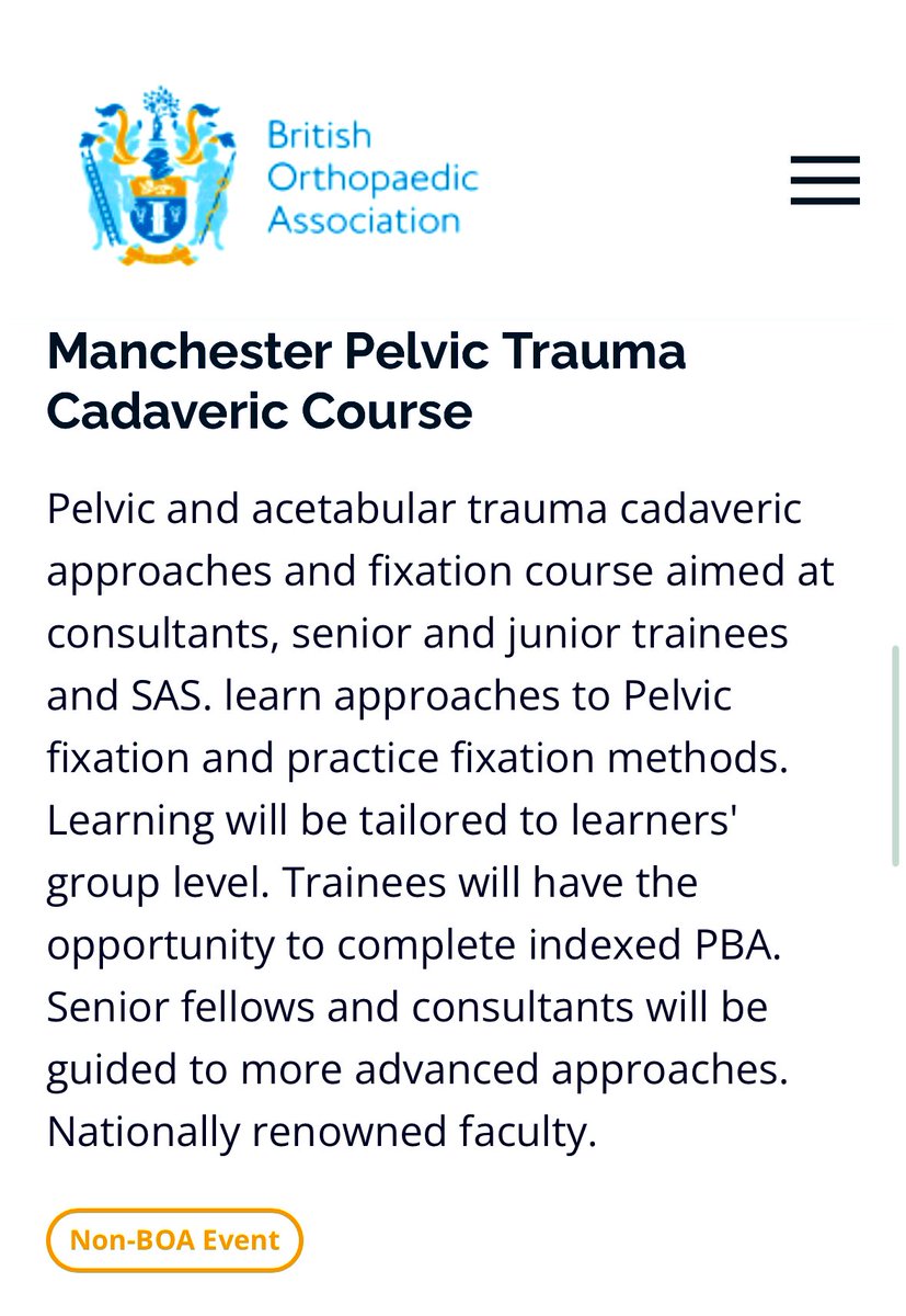 Joseph Alsousou (@josephalsousou) on Twitter photo Thank you British Orthopaedic Association <a href="/BritOrthopaedic/">BOA</a> for endorsing our Manchester Trauma Courses โก๏ธ๐ช
Join the courses here manchestertrauma.com
The course are endorsed by BOA, BOTA, OTS and RCSEd
<a href="/MFTnhs/">MFT NHS</a> <a href="/MFT_MRI/">Manchester Royal Infirmary</a> <a href="/MajorTraumaMRI/">Major Trauma Centre - Manchester Royal Infirmary</a> <a href="/MSSSC_/">Manchester Surgical Skills and Simulation Centre</a>
<a href="/bota_uk/">BOTA</a> <a href="/OTrauma/">Orthopaedic Trauma</a>
<a href="/MCubbonNHS/">Mark Cubbon</a> Thank you British Orthopaedic Association <a href="/BritOrthopaedic/">BOA</a> for endorsing our Manchester Trauma Courses โก๏ธ๐ช
Join the courses here manchestertrauma.com
The course are endorsed by BOA, BOTA, OTS and RCSEd
<a href="/MFTnhs/">MFT NHS</a> <a href="/MFT_MRI/">Manchester Royal Infirmary</a> <a href="/MajorTraumaMRI/">Major Trauma Centre - Manchester Royal Infirmary</a> <a href="/MSSSC_/">Manchester Surgical Skills and Simulation Centre</a>
<a href="/bota_uk/">BOTA</a> <a href="/OTrauma/">Orthopaedic Trauma</a>
<a href="/MCubbonNHS/">Mark Cubbon</a>