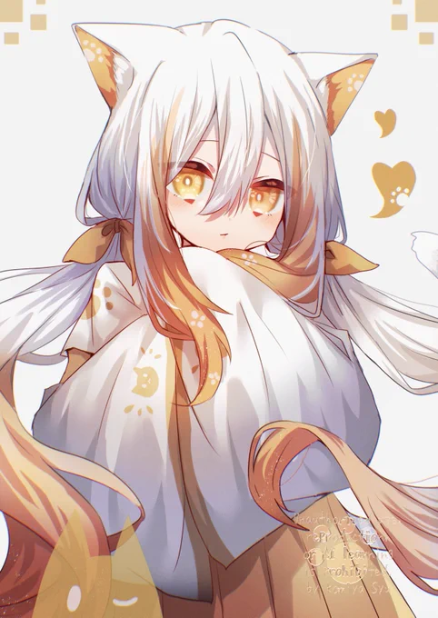 オレンジ色猫耳少女 