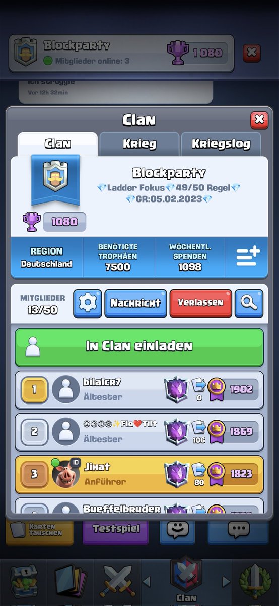 Wir clashen wieder aktiver also kommt gerne alle. Wollen zurück in die Top10💪✌️