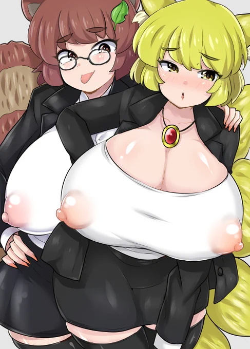 skeb納品しました。マミゾウと藍です。 