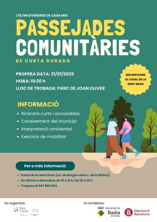 En Badia el 31 de Enero se inicia el ciclo de paseos comunitarios de corta duración
👉 bcnmagazine.com/b/3RQ
Los paseos son itinerarios cortos y accesibles y permitirán conocer a <a href="/AjuntamentBadia/">Ajuntament de Badia del Vallès</a>  y su patrimonio ambiental, así como la realización de ejercicios de movilidad.