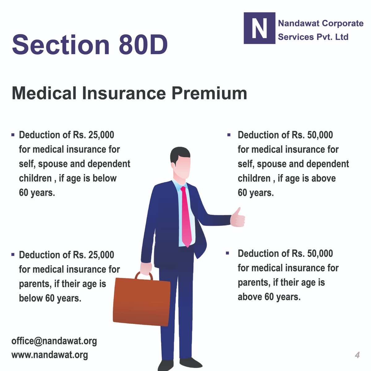 NandawatCS's tweet photo. 💼✨ Wrapping up 2023? From Section 80C investments to medical insurance under Section 80D, Nandawat Corporate Services ensures you get the most out of your tax benefits. 📊
#SmartTaxPlanning #YearEndSavings #TaxSeason #SaveSmartly #NandawatCorporateServices https://t.co/Dr65mrTuEU