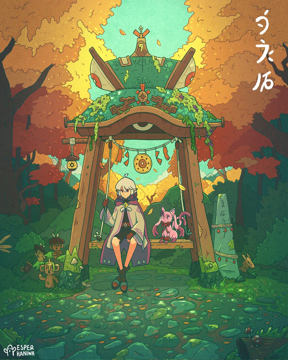 A Swing under autumn leaves
#OC #illlust