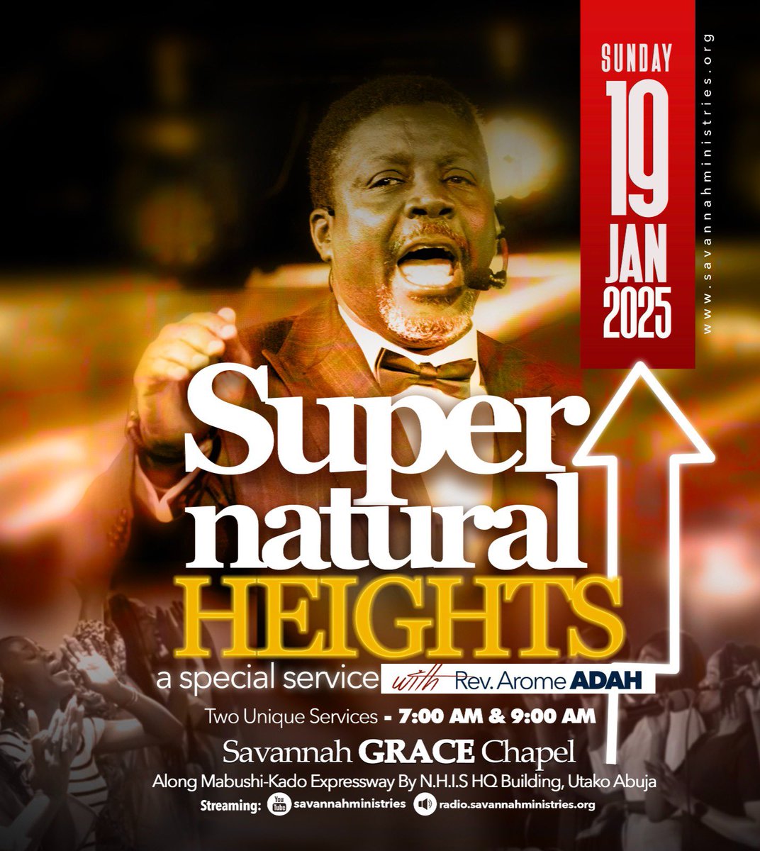 Savannah Ministries (@savannahmins) on Twitter photo Join us tomorrow, 19th January, 2025 in #SGCAbuja for “Supernatural Heights”, a prophetic service with Rev <a href="/AromeAdah/">rev. Arome Adah</a>. You will prophecy with the prophet and you will be changed. Join us tomorrow, 19th January, 2025 in #SGCAbuja for “Supernatural Heights”, a prophetic service with Rev <a href="/AromeAdah/">rev. Arome Adah</a>. You will prophecy with the prophet and you will be changed.