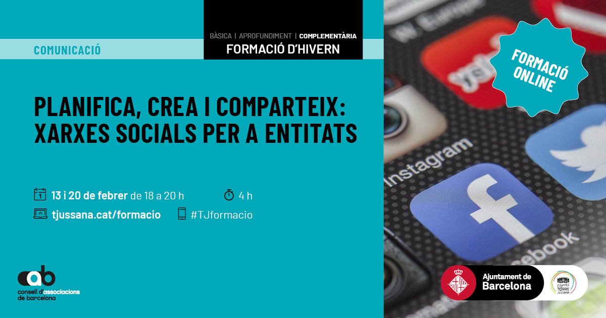 Entitats, voleu aprendre a gestionar les vostres xarxes socials? 📲
Aquesta TJFormació us donarà les claus per traçar una estratègia de comunicació de l'associació! 🔑

Més informació i inscripcions a: ⬇️

🔗 bit.ly/3Wqahsu