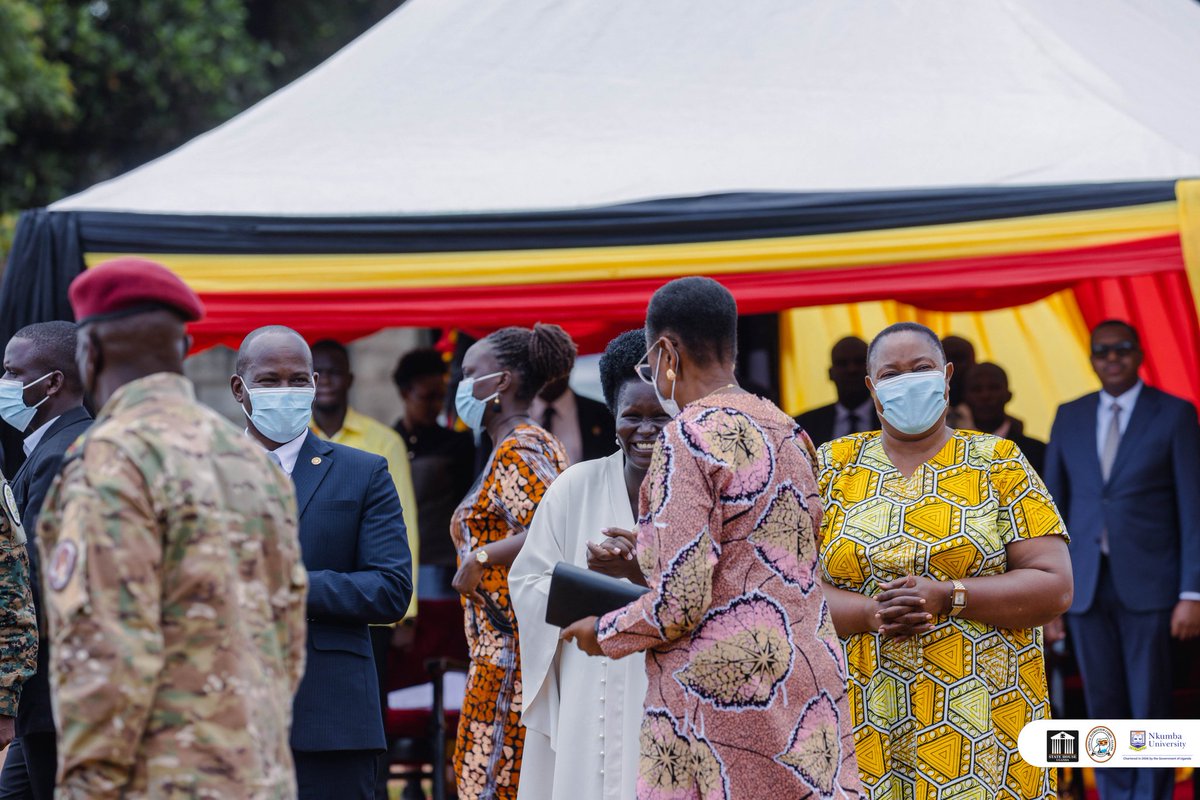 NPCPatriots's tweet photo. The Chief patron of all Patriotism clubs, H.E Yoweri Museveni the President of the Republic of Uganda and First Lady maama Janet Museveni have arrived @NkumbaUni to officiate the pass-out ceremony of student leaders who have completed a two-week Patriotism training. https://t.co/WVyvwa1xpl