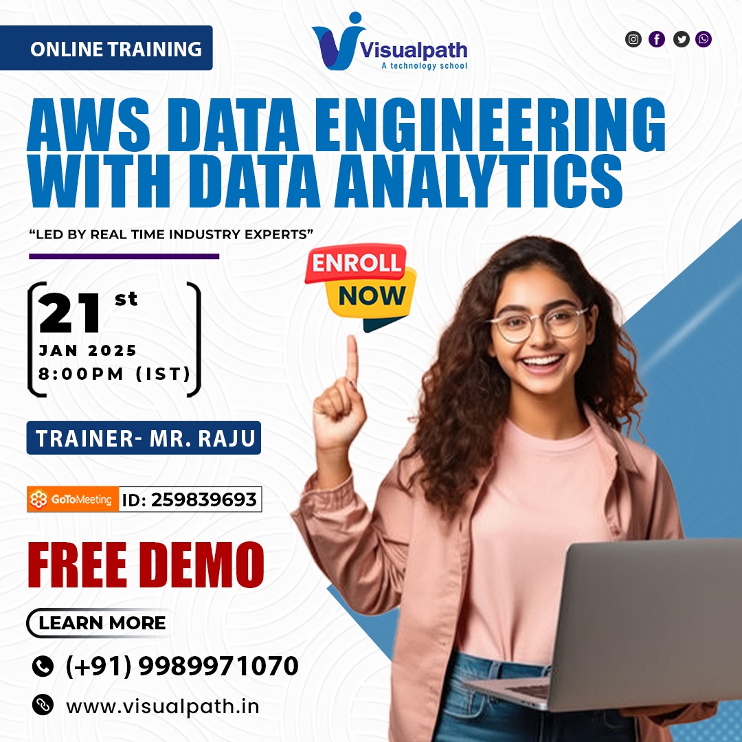 VisualpathPro's tweet image. Join Now: meet.goto.com/259839693
Attend Online #FreeDemo On #AWS_Data_Engineering with Data_Analytics
Demo on: 21st January 2025 @ 8:00 PM
Call us: +91 9989971070
WhatsApp: bit.ly/47eayBz
Visit: visualpath.in/online-aws-dat…
#AWSDataAnalytics #BigData #TechCareers